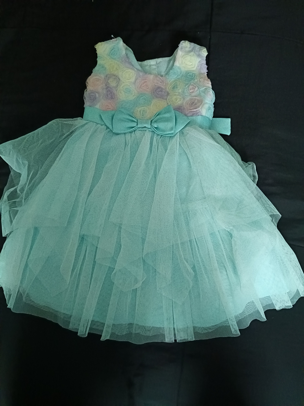 Jona Michelle Mint Green Tulle Floral Bodice Bow Girls Formal Dress